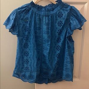 Blue Eyelet Women's Blouse